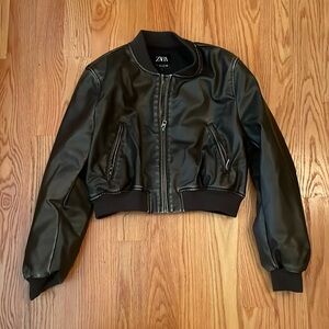 zara leather bomber